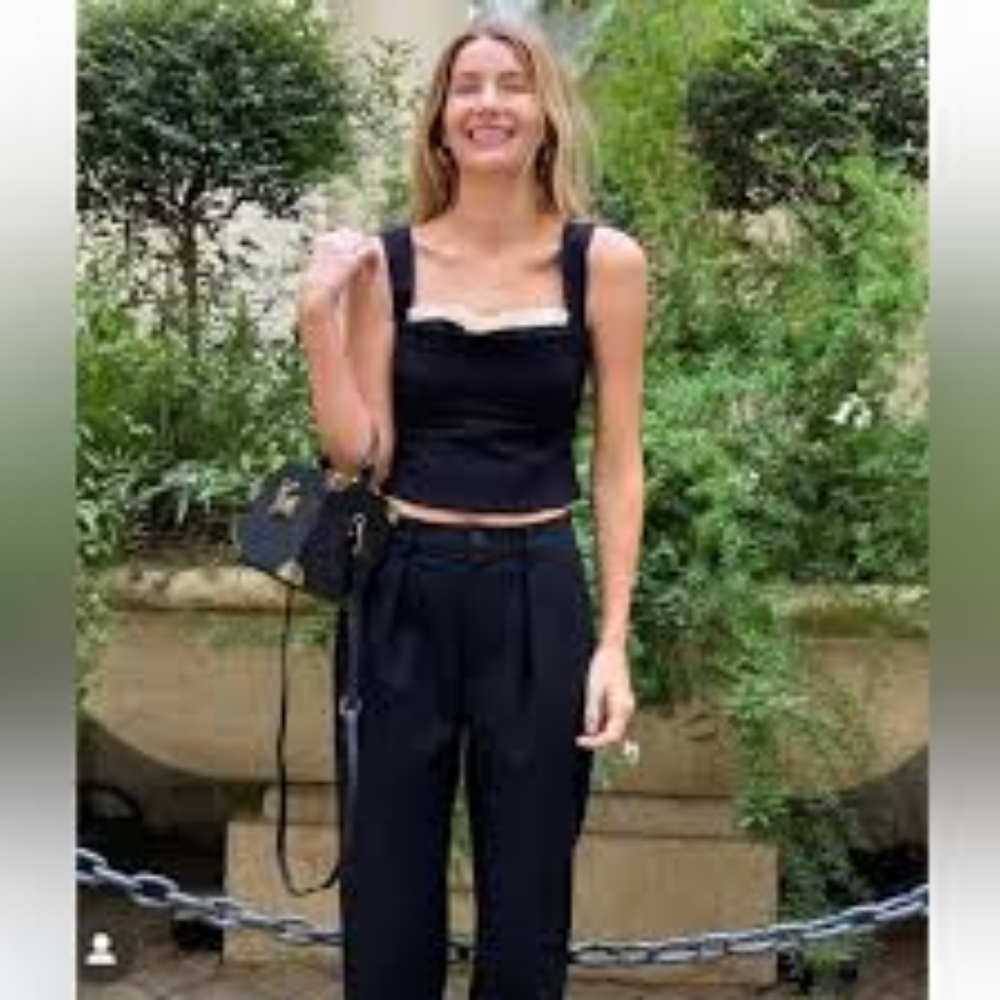 Antonio Melani x Courtney Grow Anais Sleeveless Ruffle Trim Square Neck Crop Top